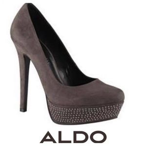 Gray studded heels by ALDO. Size 8
